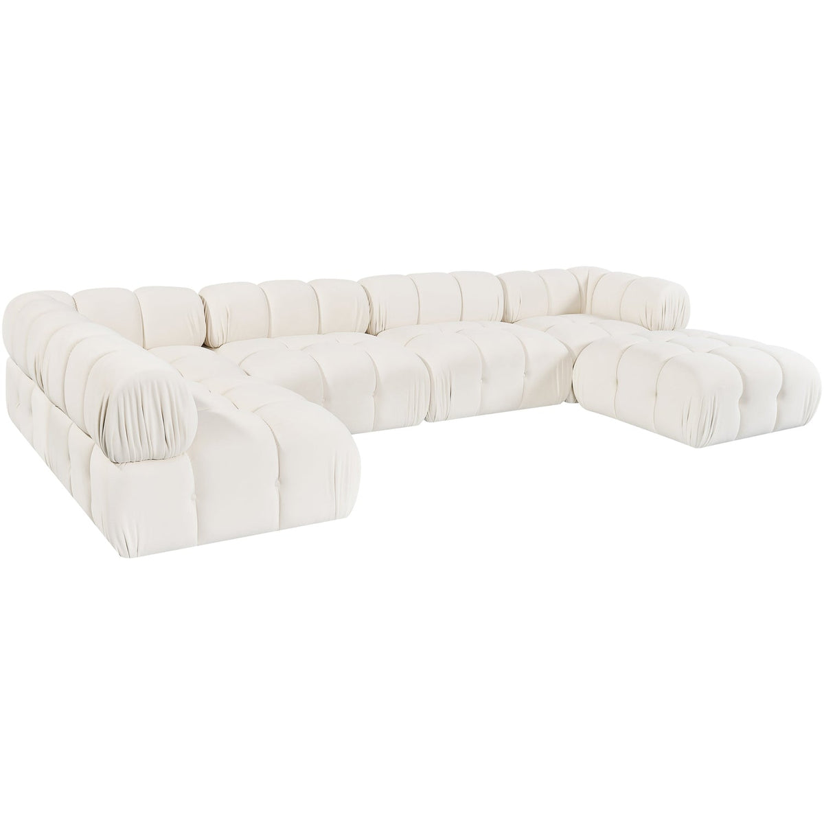 Orin Cream Velvet Performance Fabric Upholstered 6 Piece Modular Sectional Sofa