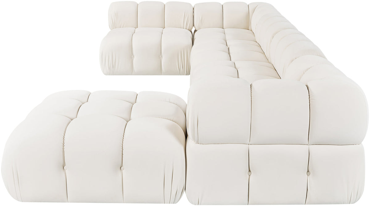 Orin Cream Velvet Performance Fabric Upholstered 6 Piece Modular Sectional Sofa