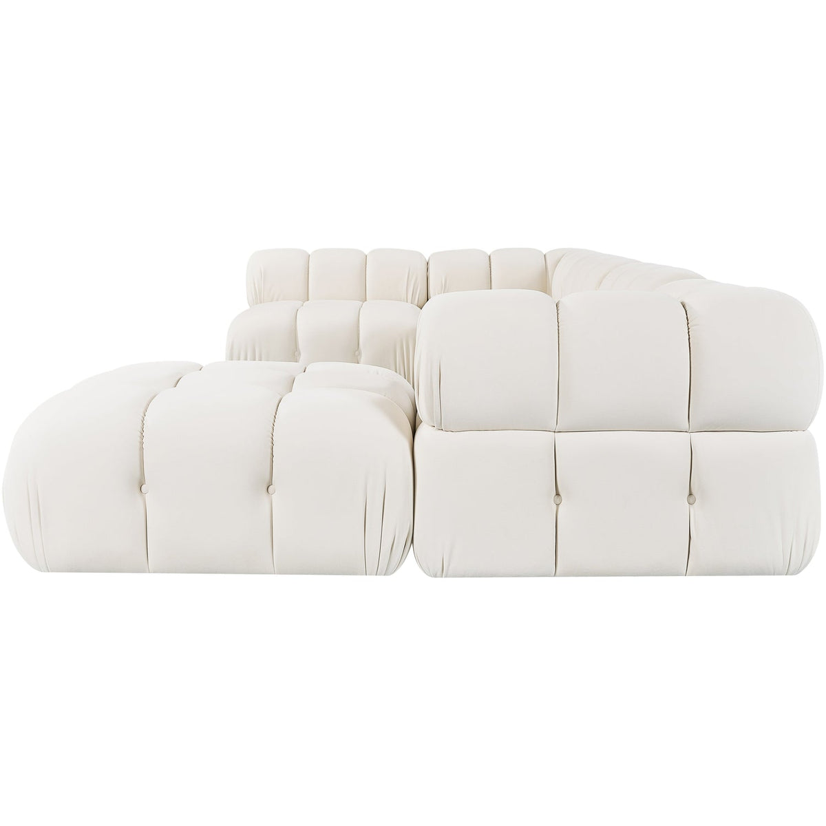 Orin Cream Velvet Performance Fabric Upholstered 6 Piece Modular Sectional Sofa