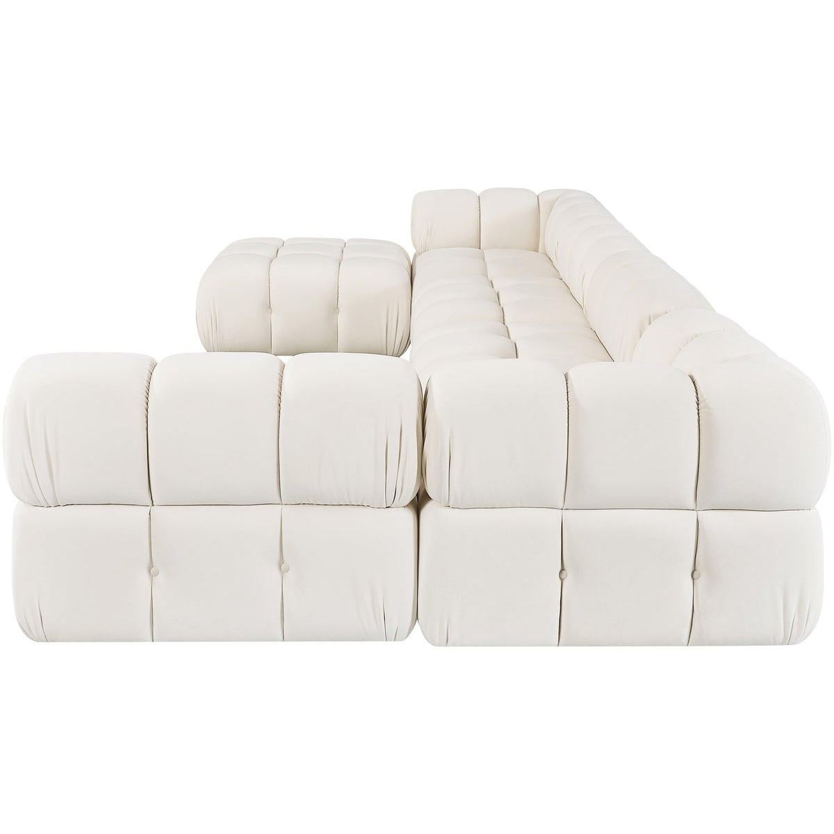 Orin Cream Velvet Performance Fabric Upholstered 6 Piece Modular Sectional Sofa