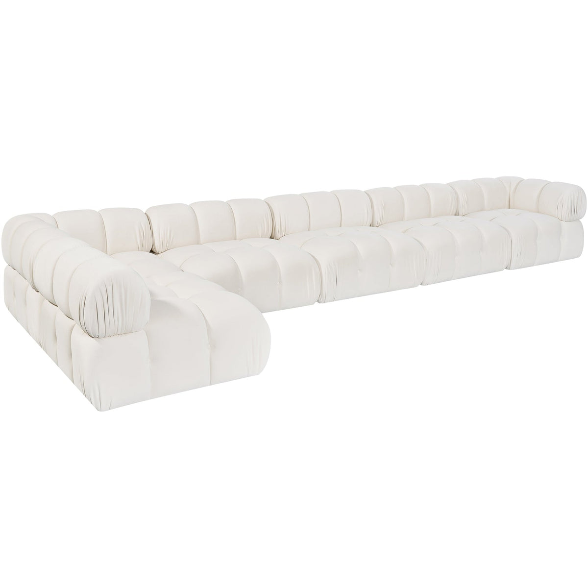 Orin Cream Velvet Performance Fabric Upholstered 6 Piece Modular Sectional Sofa