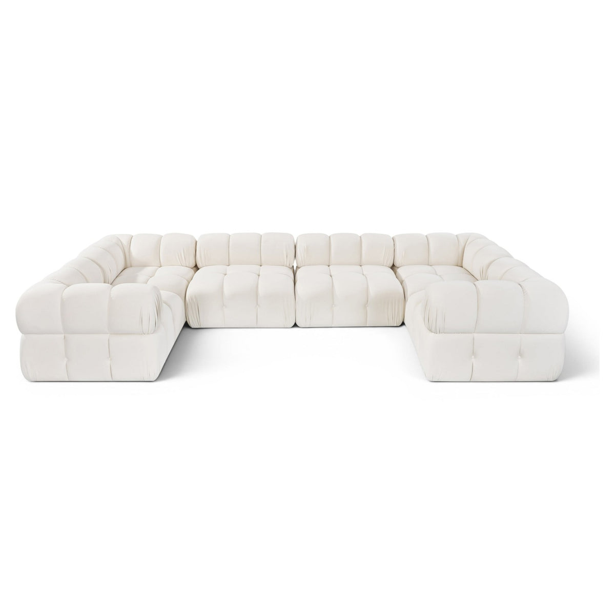 Orin Cream Velvet Performance Fabric Upholstered 6 pc. Modular Sectional in cream velvet, primary product view