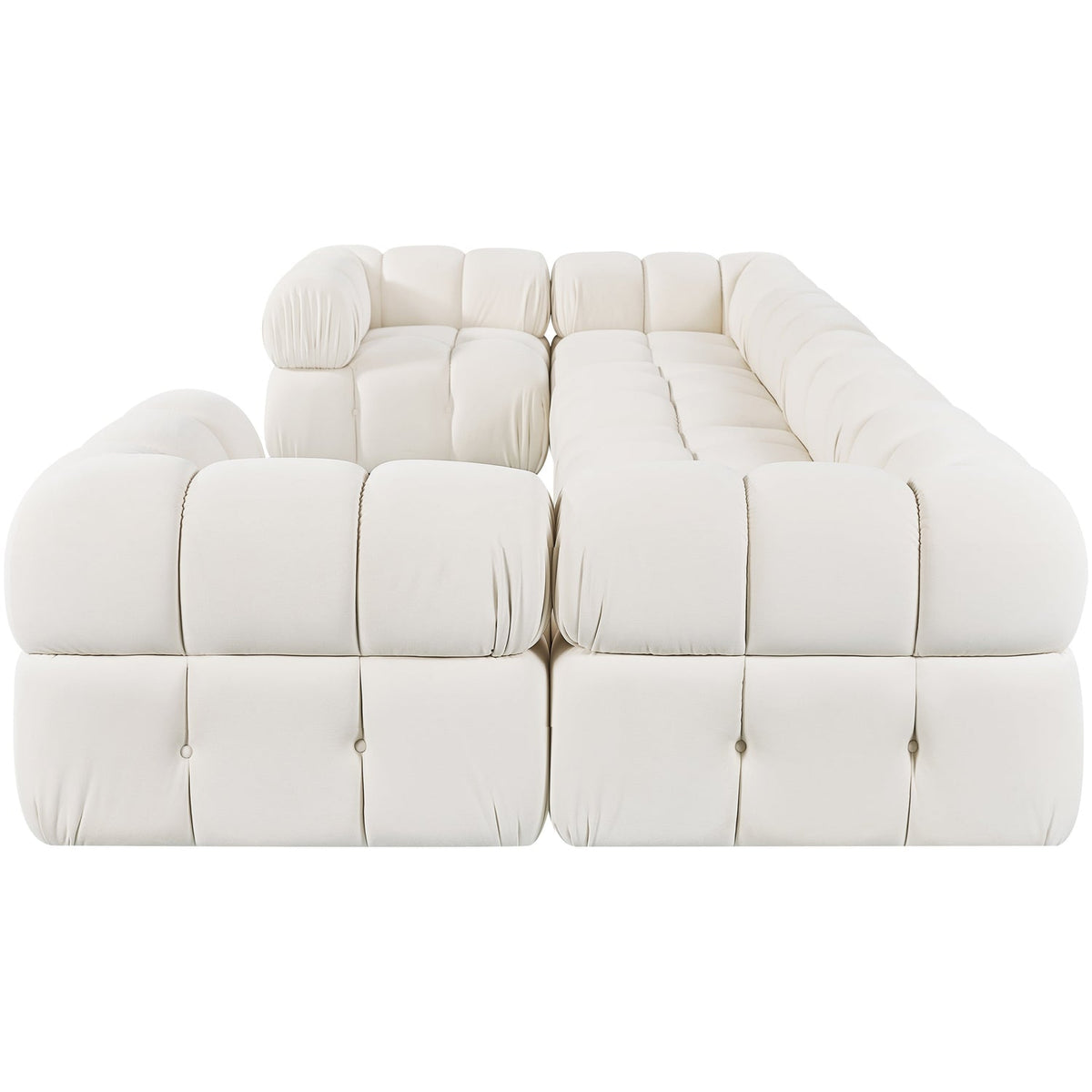 Orin Cream Velvet Performance Fabric Upholstered 6 Piece Modular Sectional Sofa