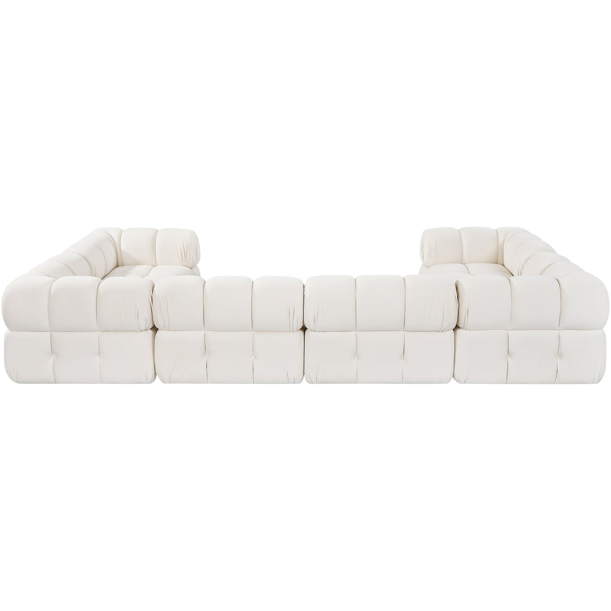 Orin Cream Velvet Performance Fabric Upholstered 6 Piece Modular Sectional Sofa