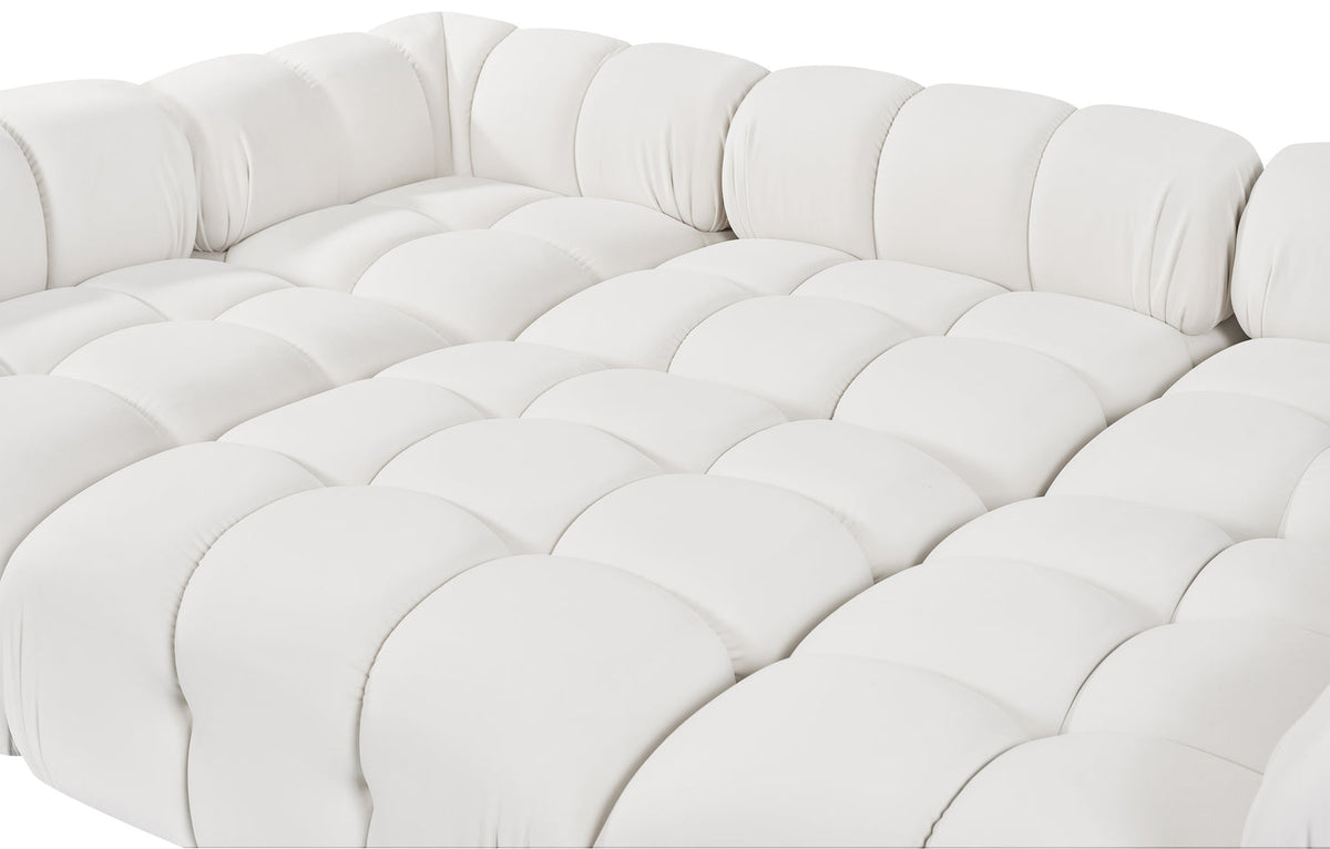 Orin Cream Velvet Performance Fabric Upholstered 6 Piece Modular Sectional Sofa
