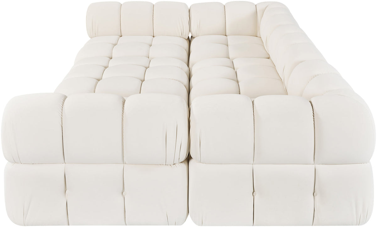 Orin Cream Velvet Performance Fabric Upholstered 6 Piece Modular Sectional Sofa