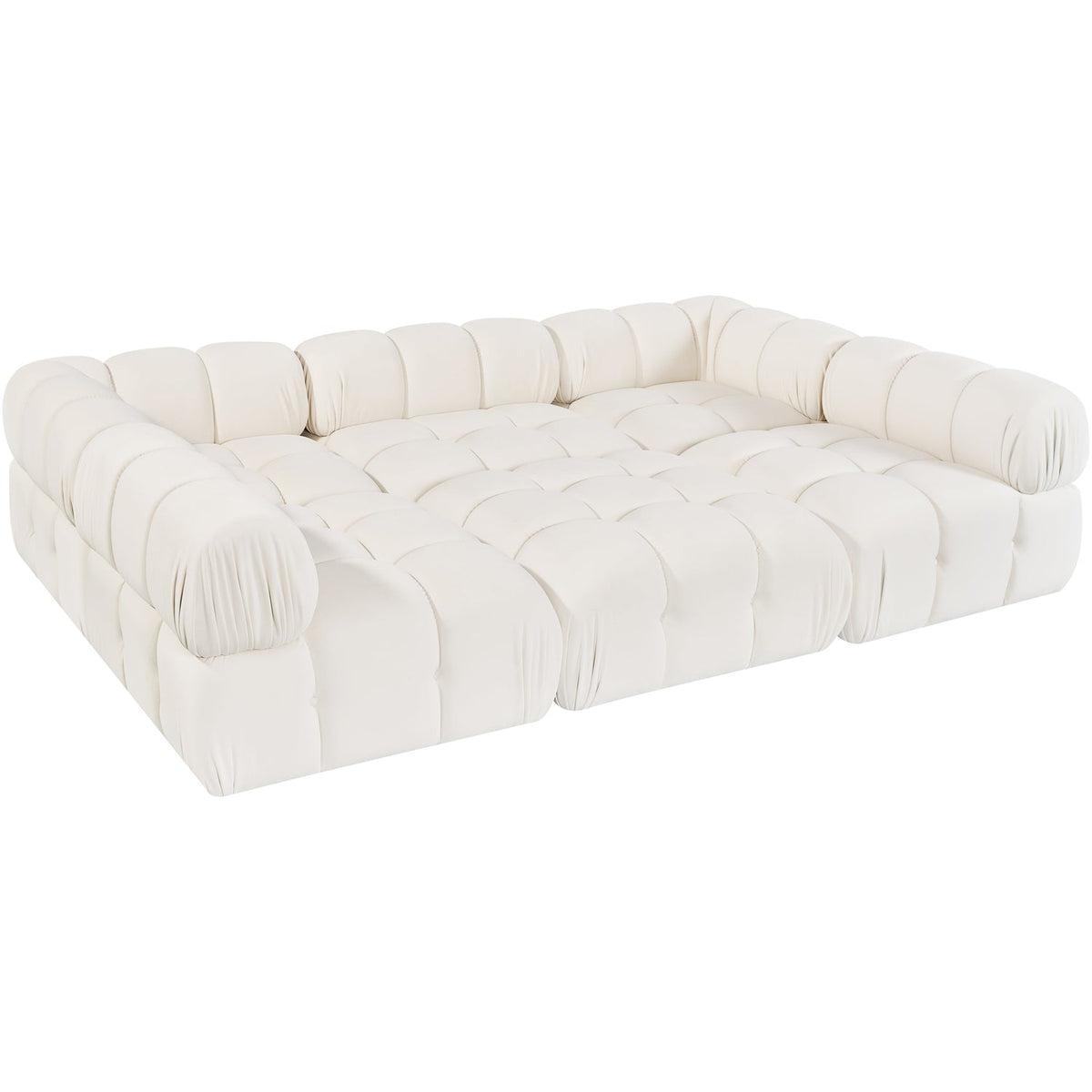 Orin Cream Velvet Performance Fabric Upholstered 6 Piece Modular Sectional Sofa