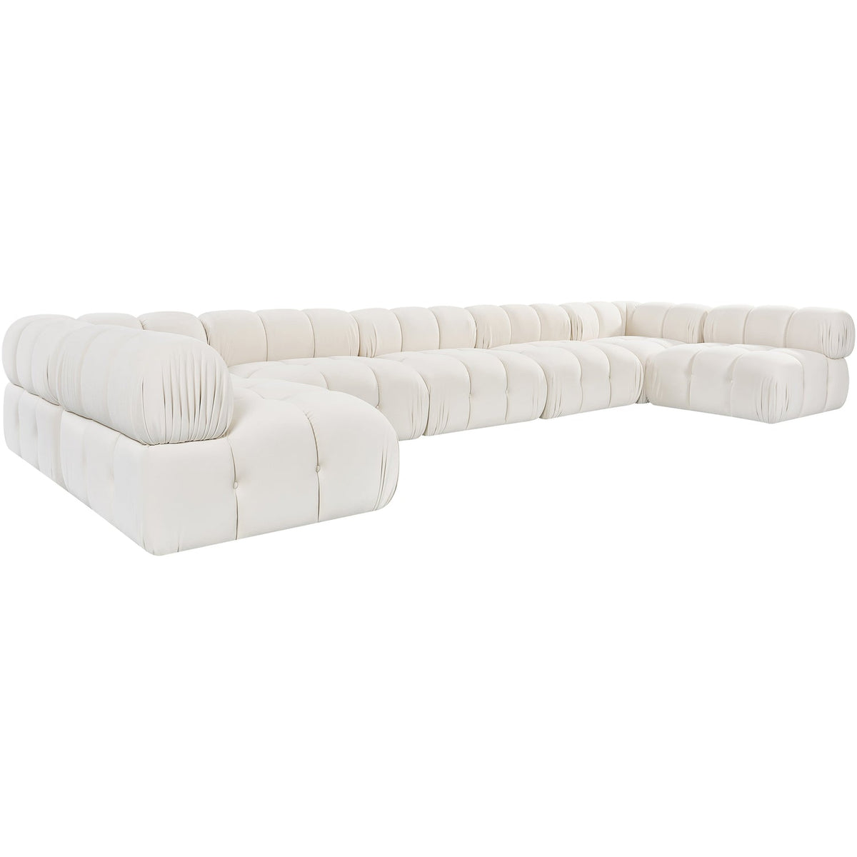 Orin Cream Velvet Performance Fabric Upholstered 7 Piece Modular Sectional Sofa