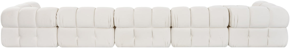 Orin Cream Velvet Performance Fabric Upholstered 7 Piece Modular Sectional Sofa