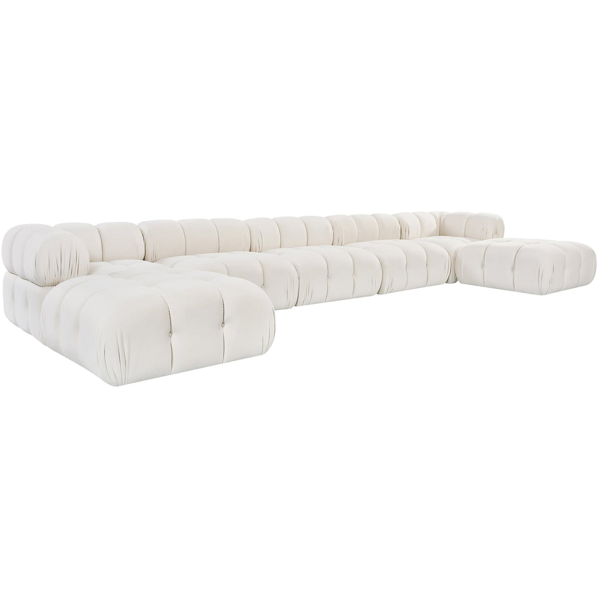 Orin Cream Velvet Performance Fabric Upholstered 7 Piece Modular Sectional Sofa