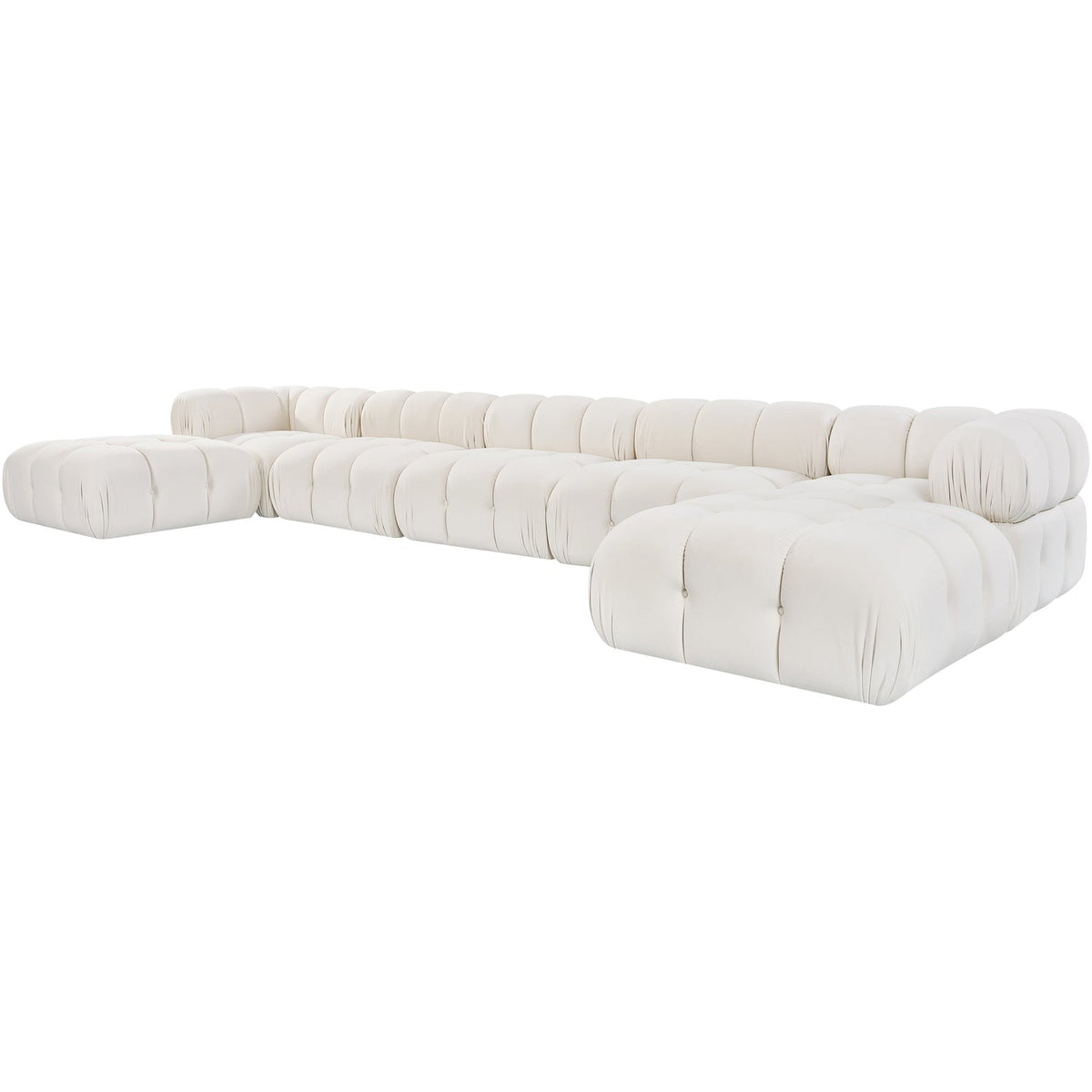 Orin Cream Velvet Performance Fabric Upholstered 7 Piece Modular Sectional Sofa