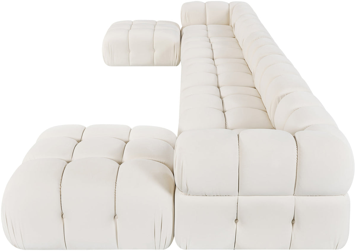 Orin Cream Velvet Performance Fabric Upholstered 7 Piece Modular Sectional Sofa