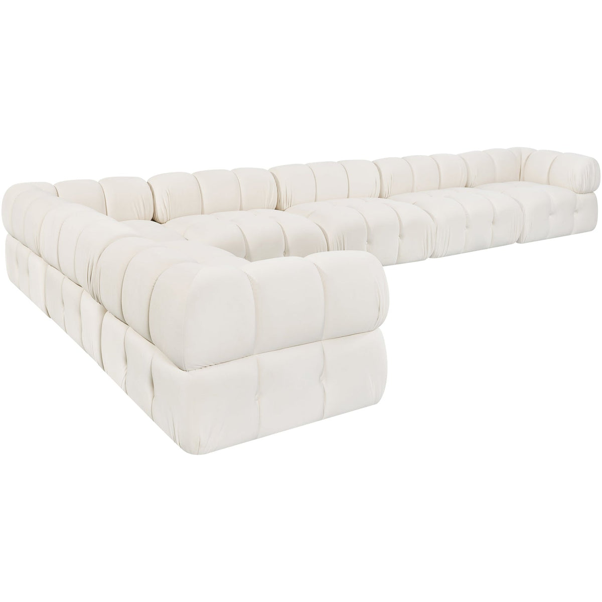 Orin Cream Velvet Performance Fabric Upholstered 7 Piece Modular Sectional Sofa