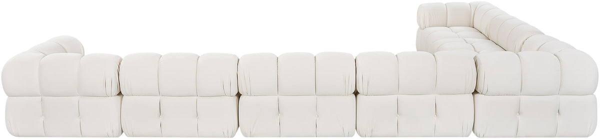 Orin Cream Velvet Performance Fabric Upholstered 7 Piece Modular Sectional Sofa