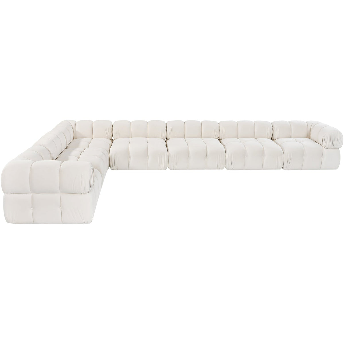 Orin Cream Velvet Performance Fabric Upholstered 7 Piece Modular Sectional Sofa