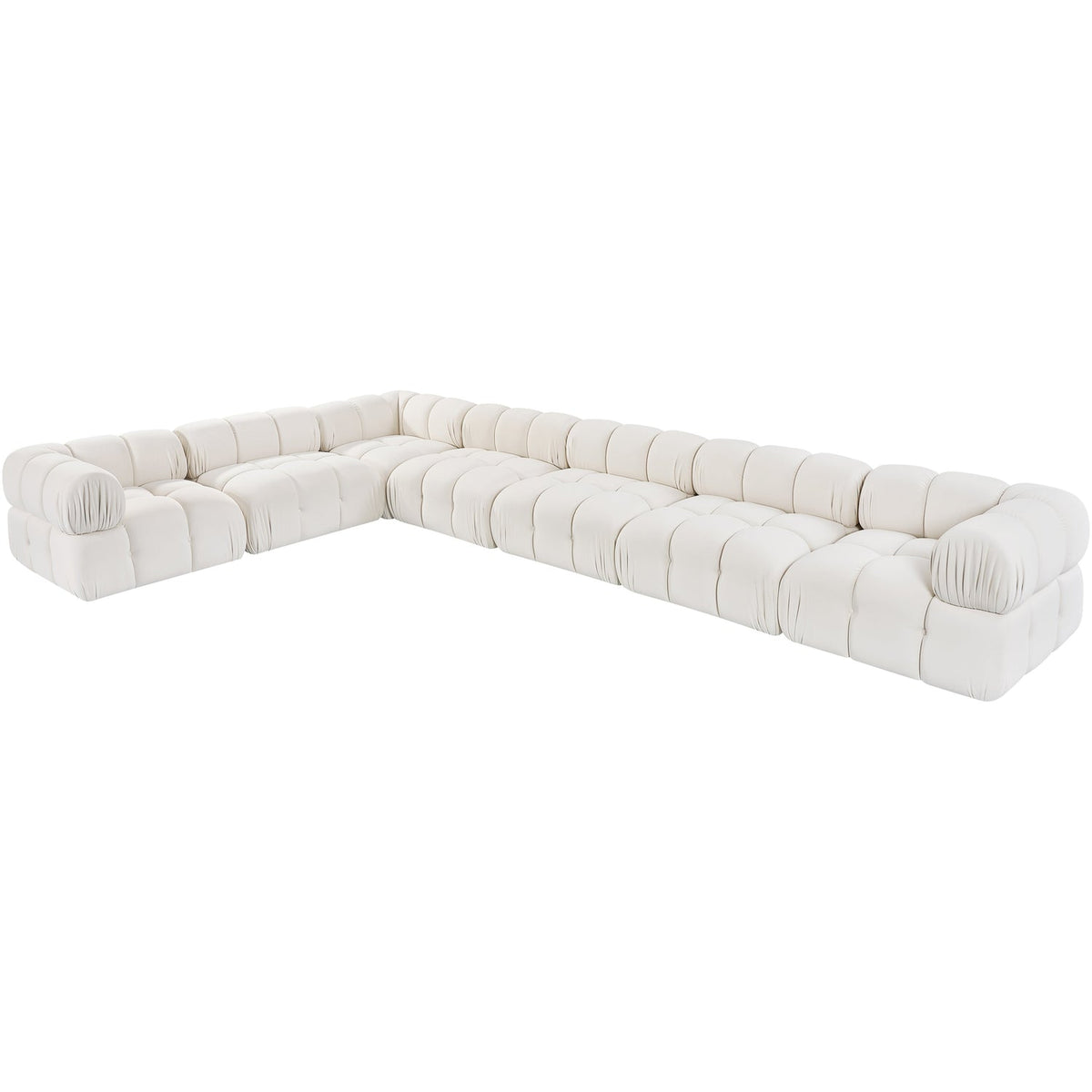 Orin Cream Velvet Performance Fabric Upholstered 7 Piece Modular Sectional Sofa