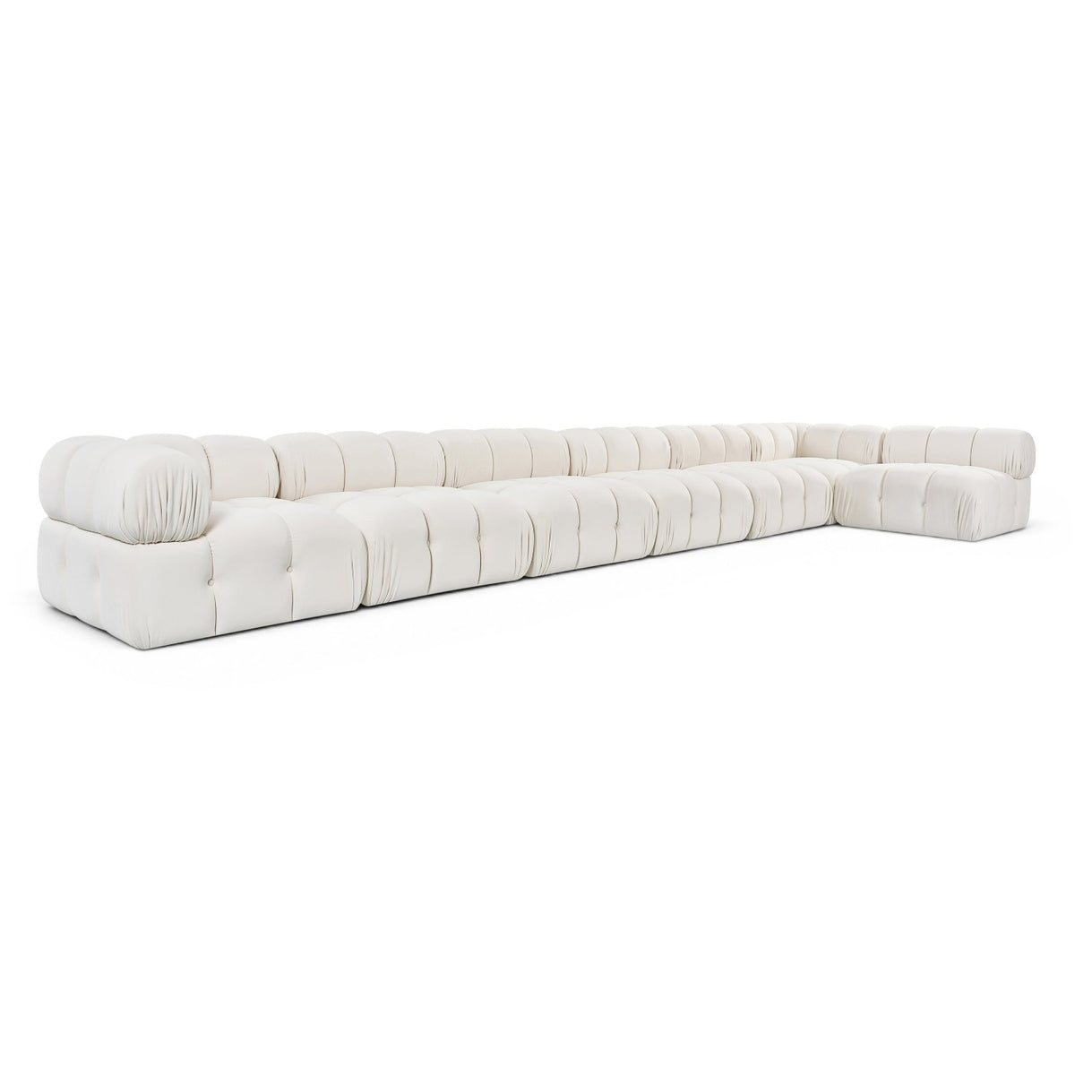 Orin Cream Velvet Performance Fabric Upholstered 7 pc. Modular Sectional in cream velvet, primary product view