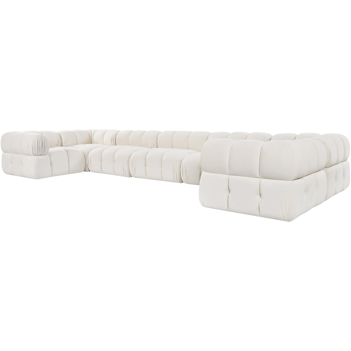 Orin Cream Velvet Performance Fabric Upholstered 7 Piece Modular Sectional Sofa