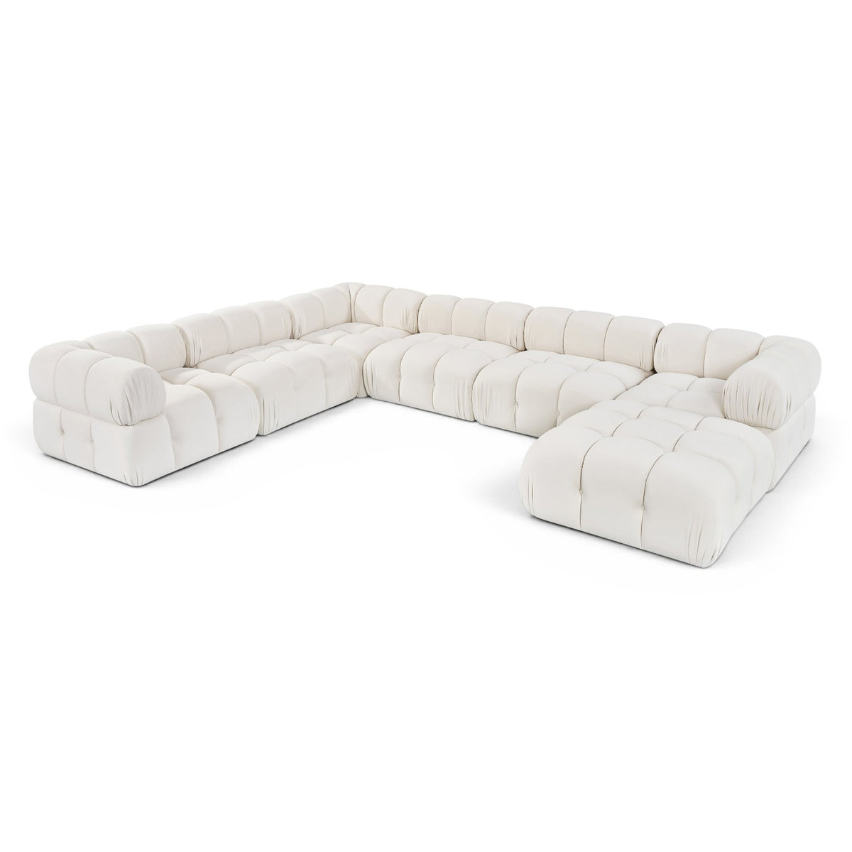 Orin Cream Velvet Performance Fabric Upholstered 7 pc. Modular Sectional in cream velvet, primary product view
