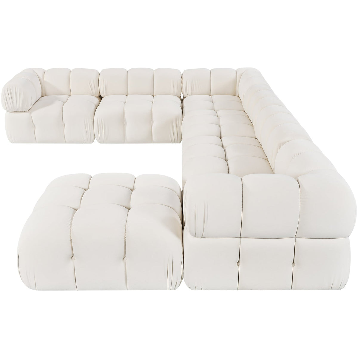 Orin Cream Velvet Performance Fabric Upholstered 7 Piece Modular Sectional Sofa