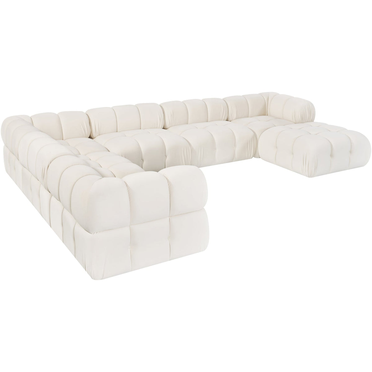 Orin Cream Velvet Performance Fabric Upholstered 7 Piece Modular Sectional Sofa