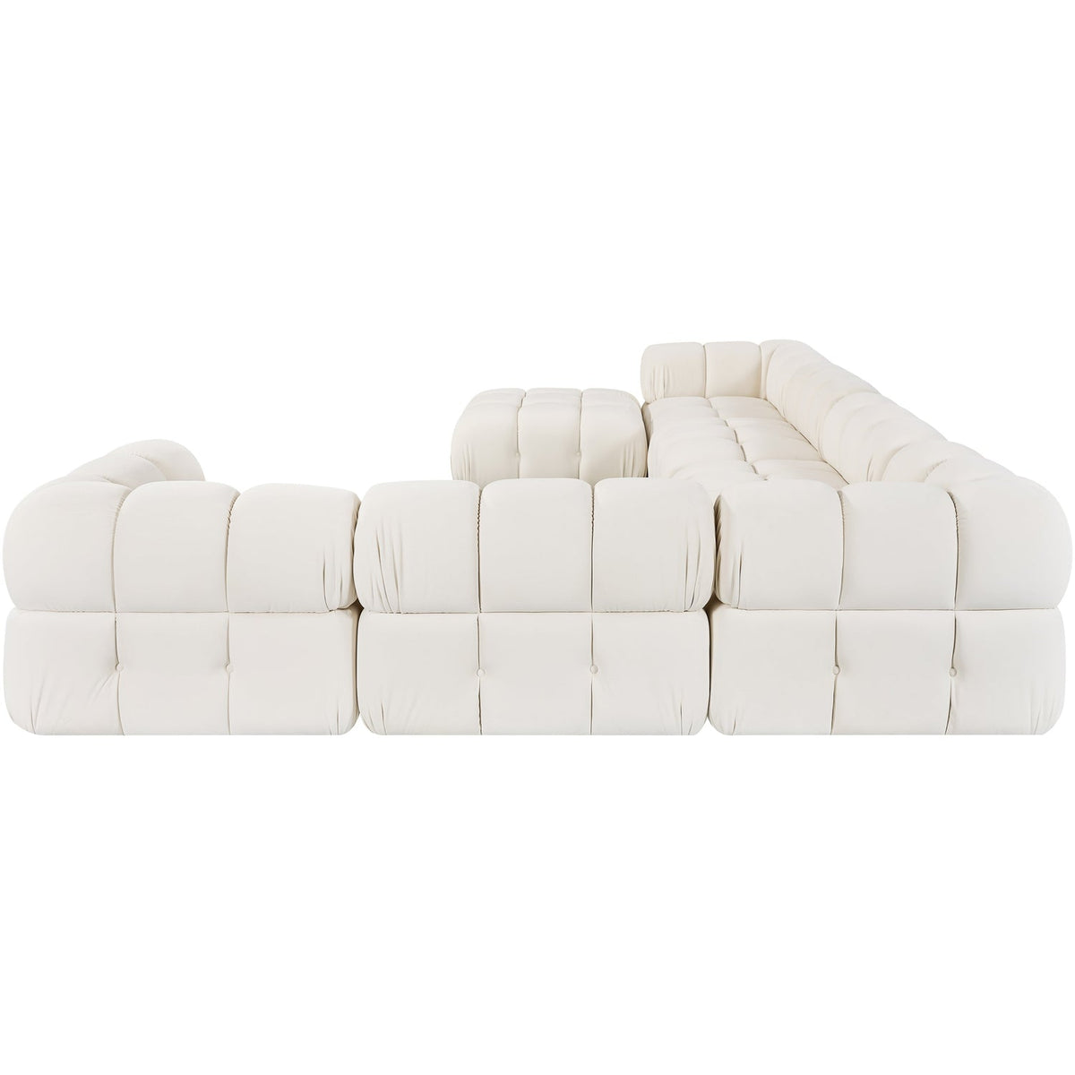 Orin Cream Velvet Performance Fabric Upholstered 7 Piece Modular Sectional Sofa