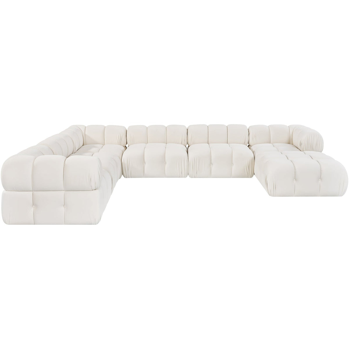 Orin Cream Velvet Performance Fabric Upholstered 7 Piece Modular Sectional Sofa