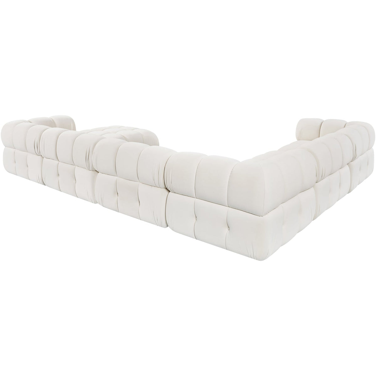 Orin Cream Velvet Performance Fabric Upholstered 7 Piece Modular Sectional Sofa