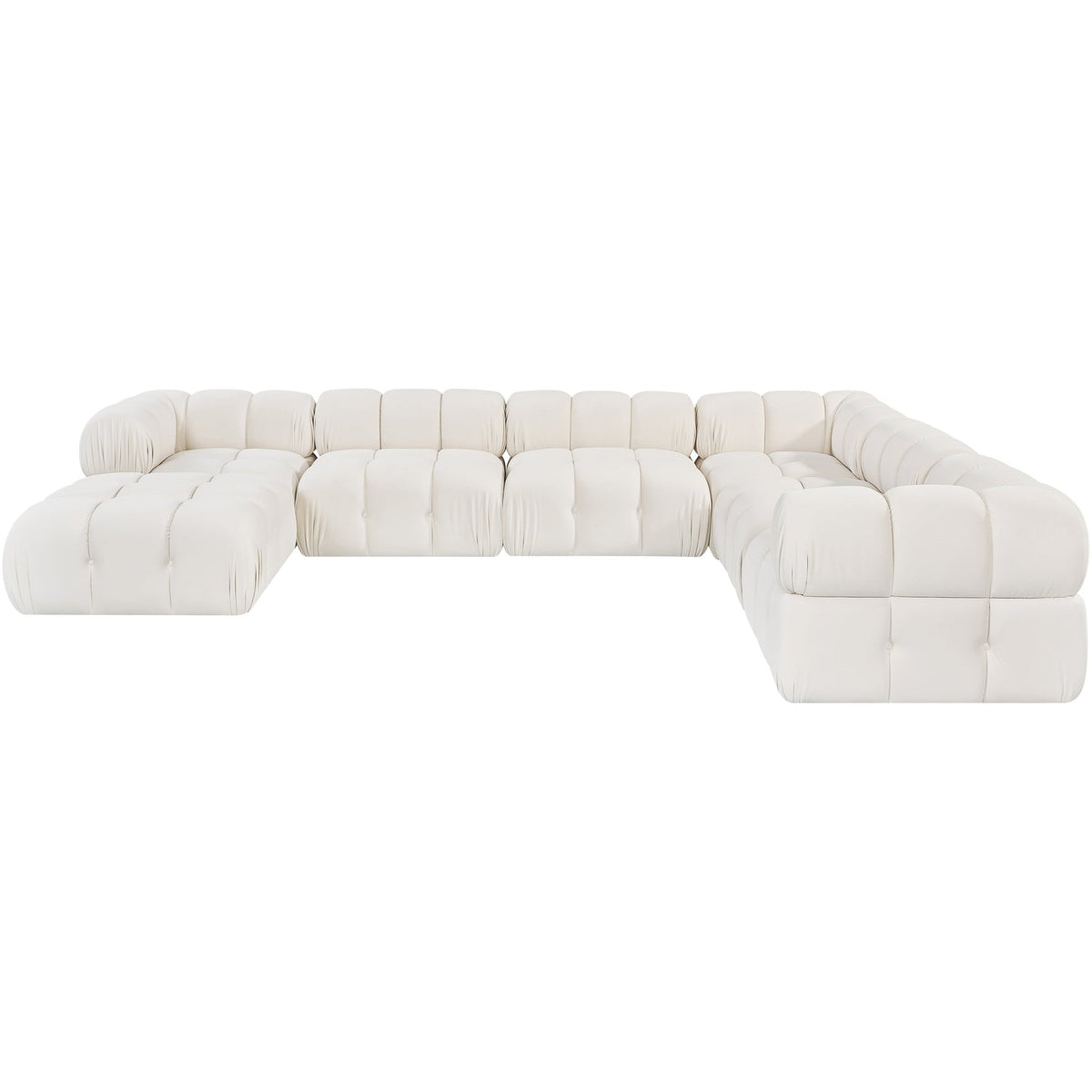 Orin Cream Velvet Performance Fabric Upholstered 7 Piece Modular Sectional Sofa