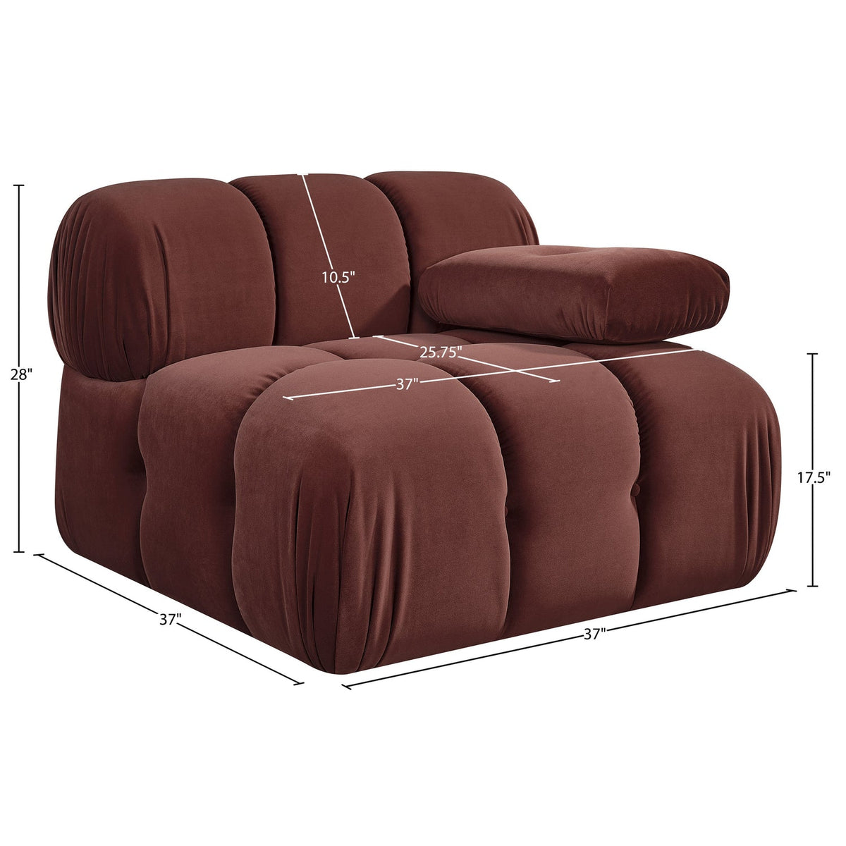 Orin Rose Velvet Performance Fabric Upholstered Modular Chair