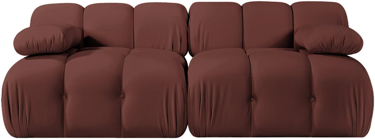 Orin Rose Velvet Performance Fabric Upholstered 2 Piece Modular Sofa