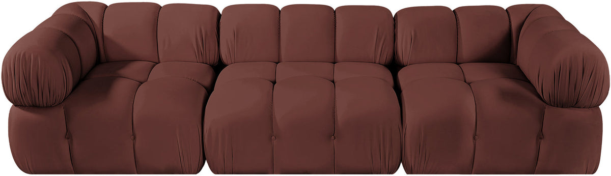Orin Rose Velvet Performance Fabric Upholstered 3 Piece Modular Sofa