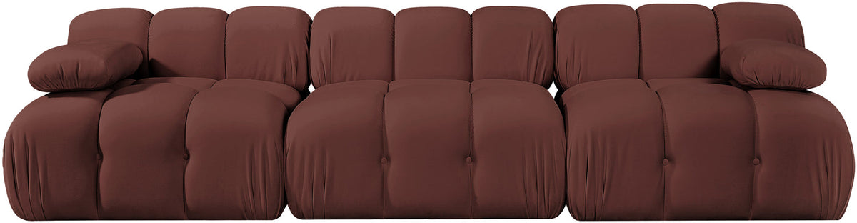 Orin Rose Velvet Performance Fabric Upholstered 3 Piece Modular Sofa