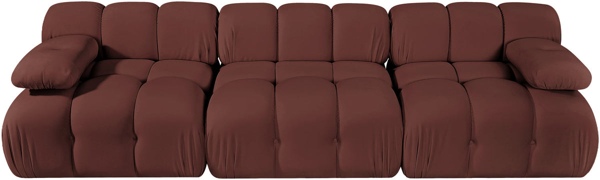 Orin Rose Velvet Performance Fabric Upholstered 3 Piece Modular Sofa
