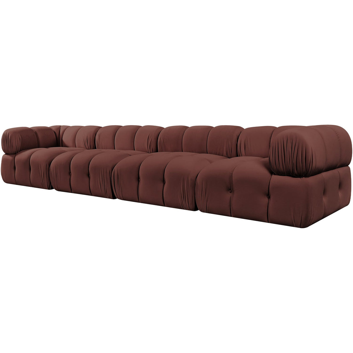 Orin Rose Velvet Performance Fabric Upholstered 4 Piece Modular Sofa