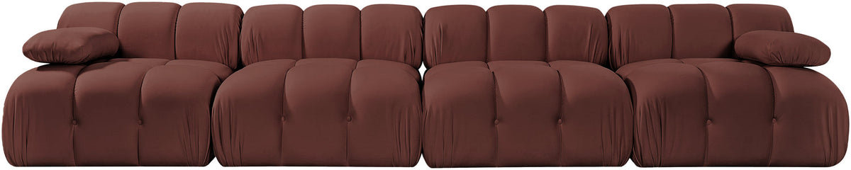 Orin Rose Velvet Performance Fabric Upholstered 4 Piece Modular Sofa