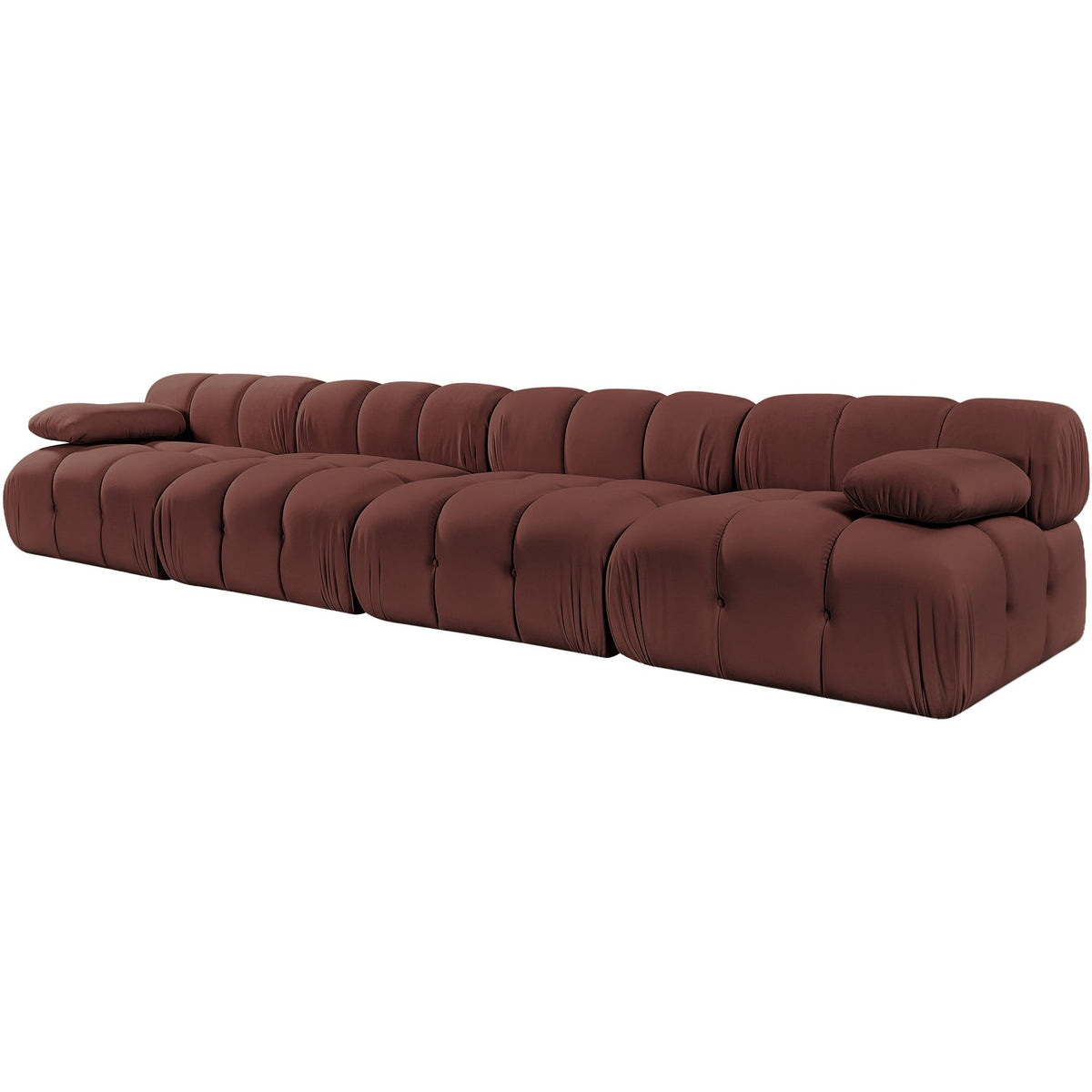 Orin Rose Velvet Performance Fabric Upholstered 4 Piece Modular Sofa