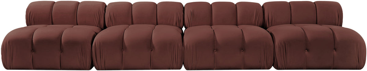 Orin Rose Velvet Performance Fabric Upholstered 4 Piece Modular Sofa