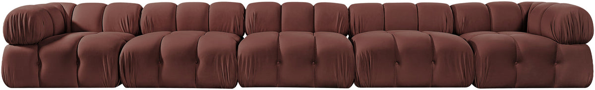 Orin Rose Velvet Performance Fabric Upholstered 5 Piece Modular Sofa