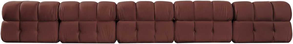 Orin Rose Velvet Performance Fabric Upholstered 5 Piece Modular Sofa