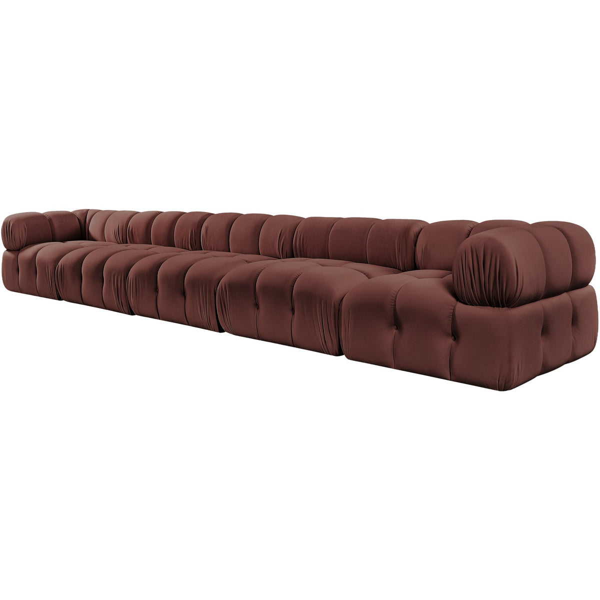 Orin Rose Velvet Performance Fabric Upholstered 5 Piece Modular Sofa