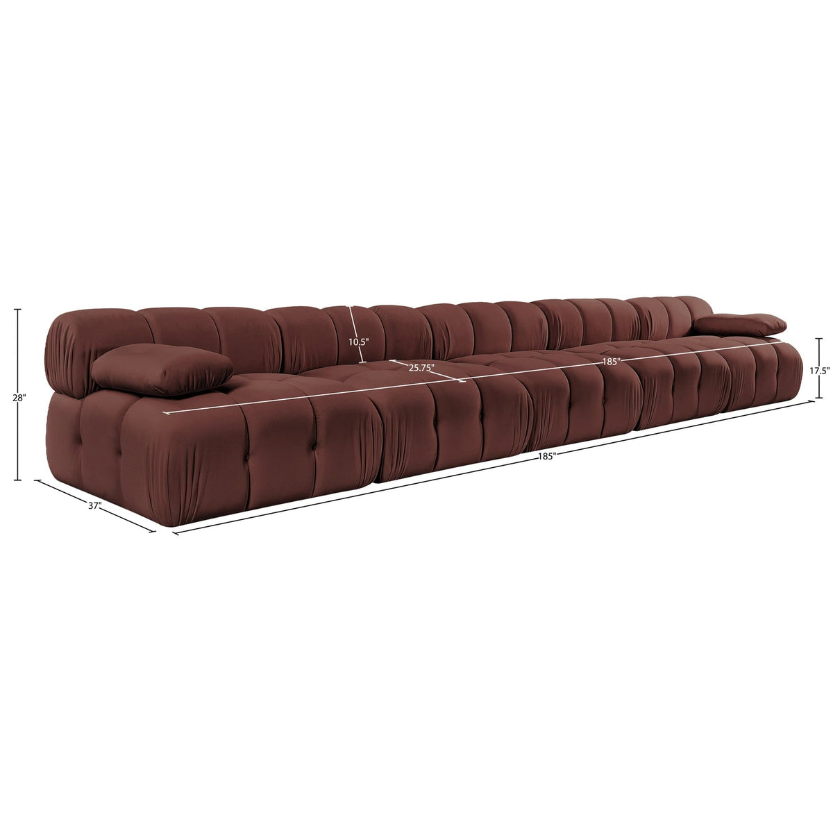 Orin Rose Velvet Performance Fabric Upholstered 5 Piece Modular Sofa