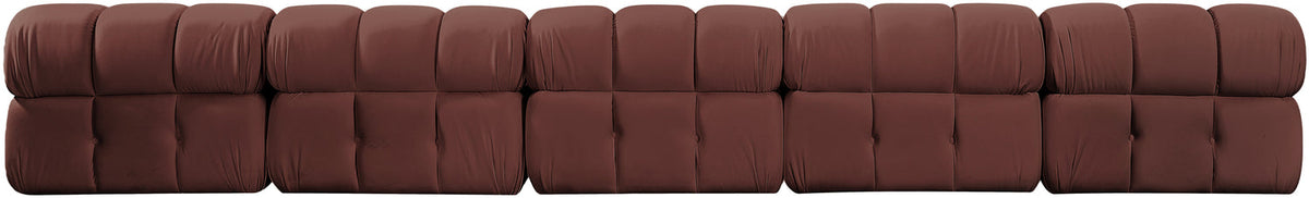 Orin Rose Velvet Performance Fabric Upholstered 5 Piece Modular Sofa