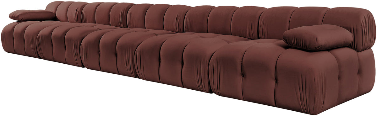 Orin Rose Velvet Performance Fabric Upholstered 5 Piece Modular Sofa