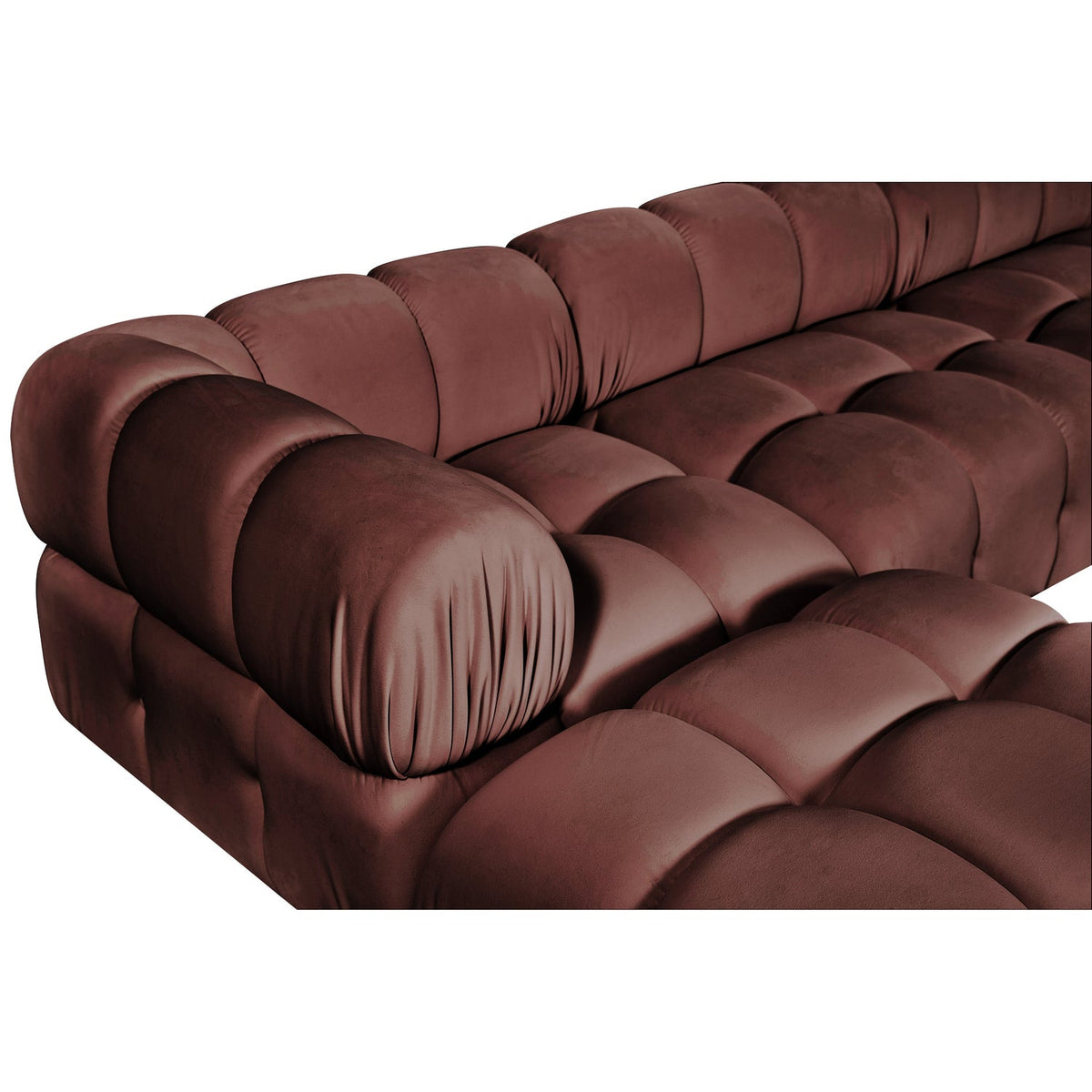 Orin Rose Velvet Performance Fabric Upholstered 4 Piece Modular Sectional Sofa