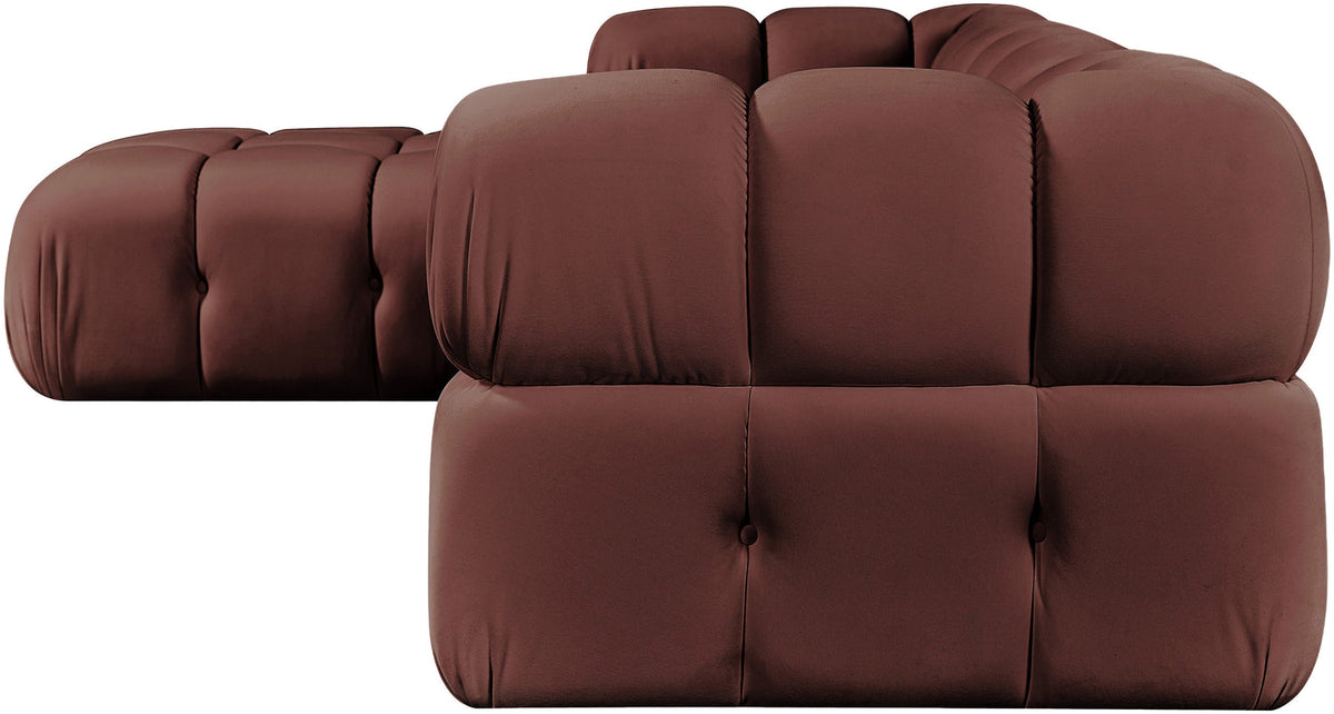 Orin Rose Velvet Performance Fabric Upholstered 4 Piece Modular Sectional Sofa
