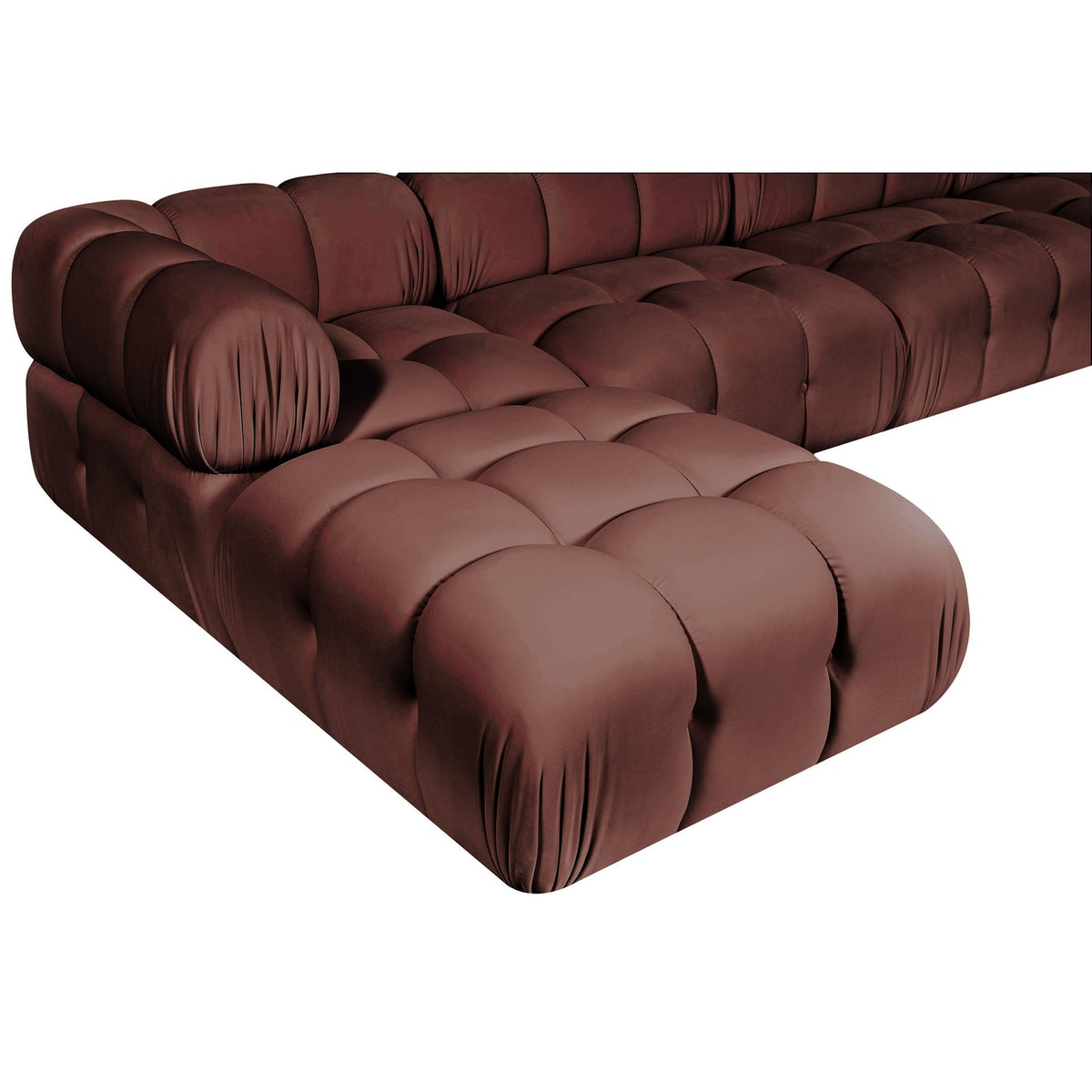Orin Rose Velvet Performance Fabric Upholstered 5 Piece Modular Sectional Sofa