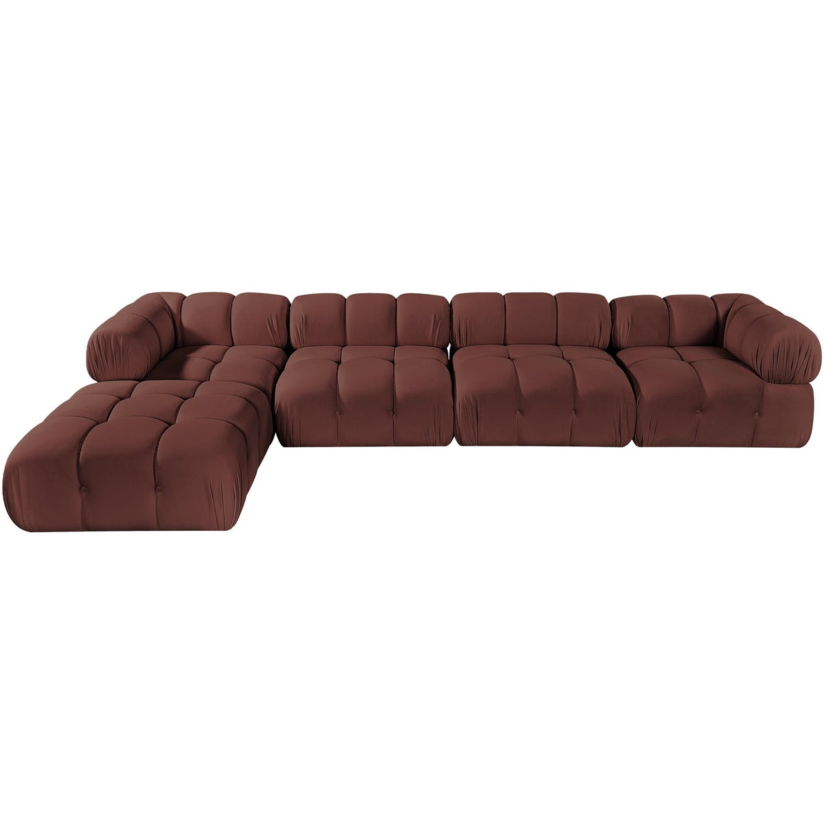 Orin Rose Velvet Performance Fabric Upholstered 5 Piece Modular Sectional Sofa
