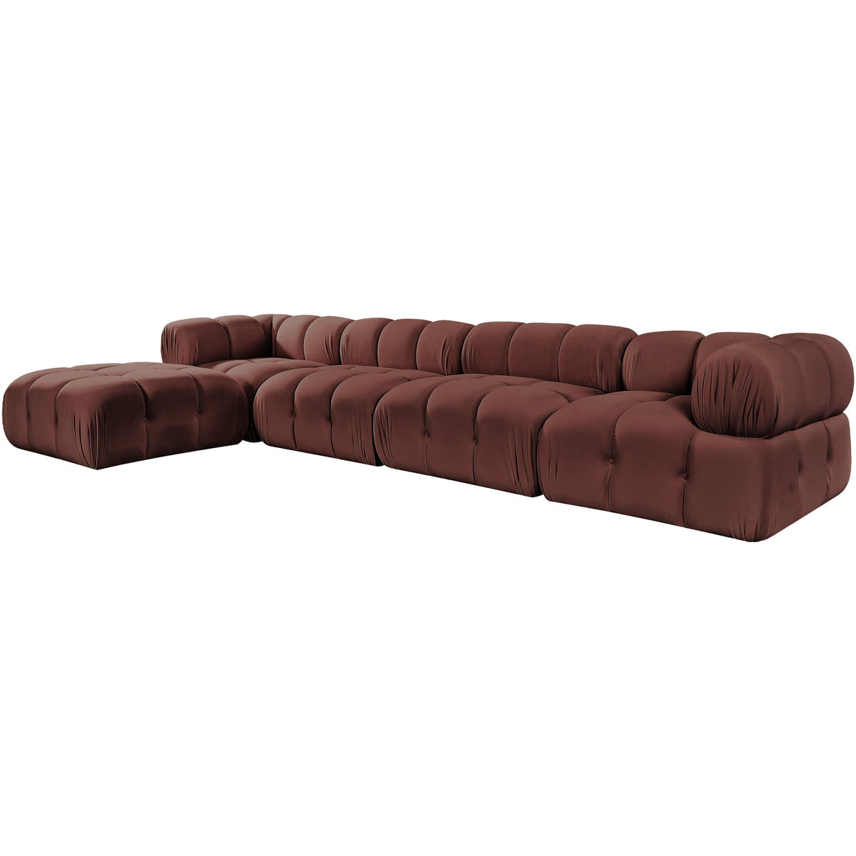 Orin Rose Velvet Performance Fabric Upholstered 5 Piece Modular Sectional Sofa