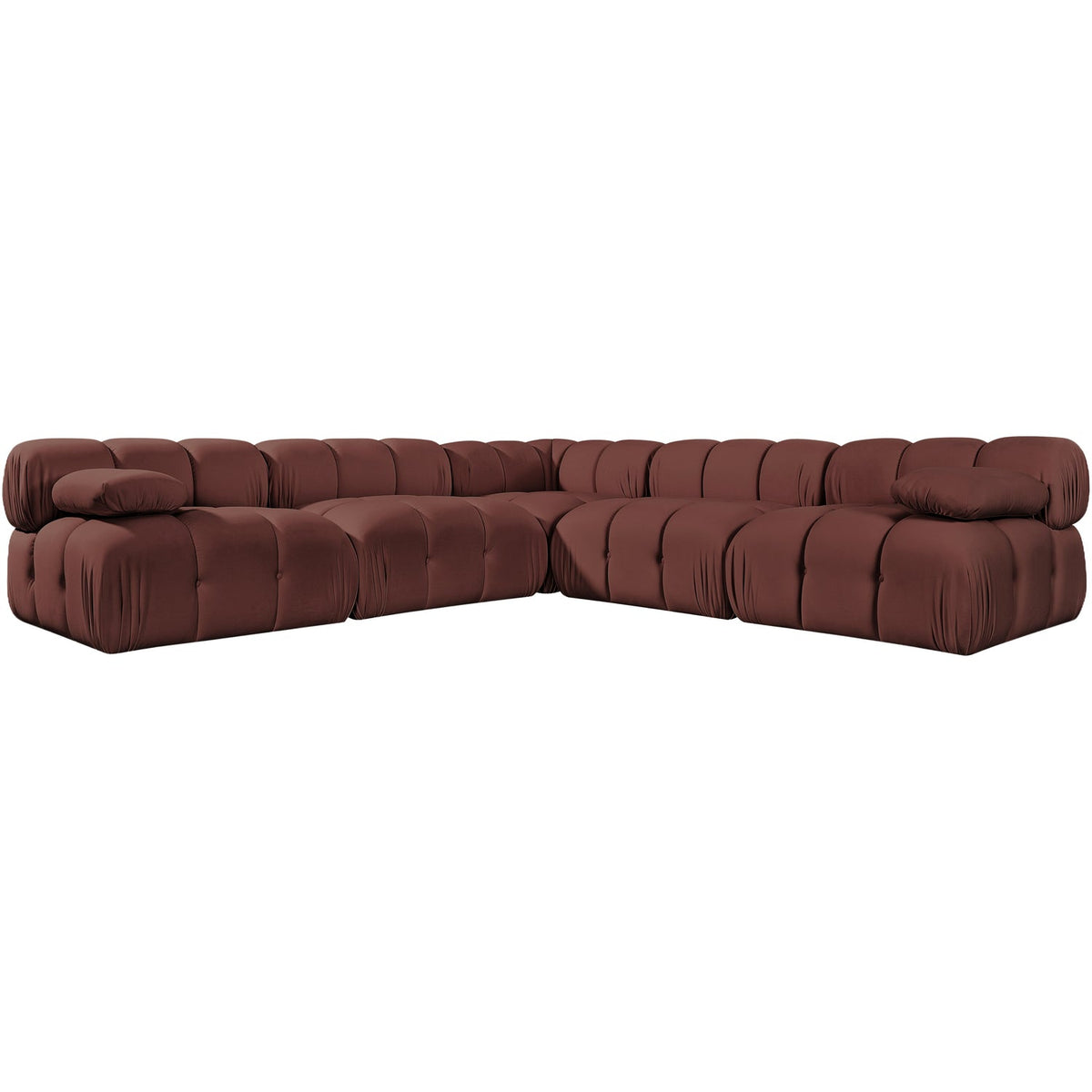 Orin Rose Velvet Performance Fabric Upholstered 5 Piece Modular Sectional Sofa